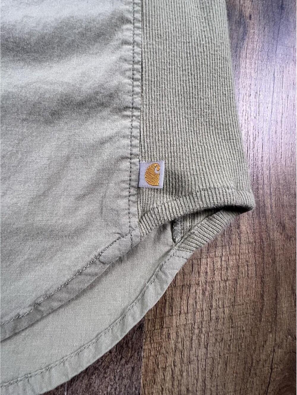 Carhartt Bozeman Rugged Flex Roll Up Sleeve Work Cowgirl Khaki Women's Small - Picture 2 of 10